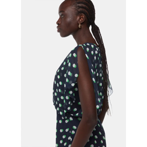 Whistles Moon Spot Print Midi Navy Dress